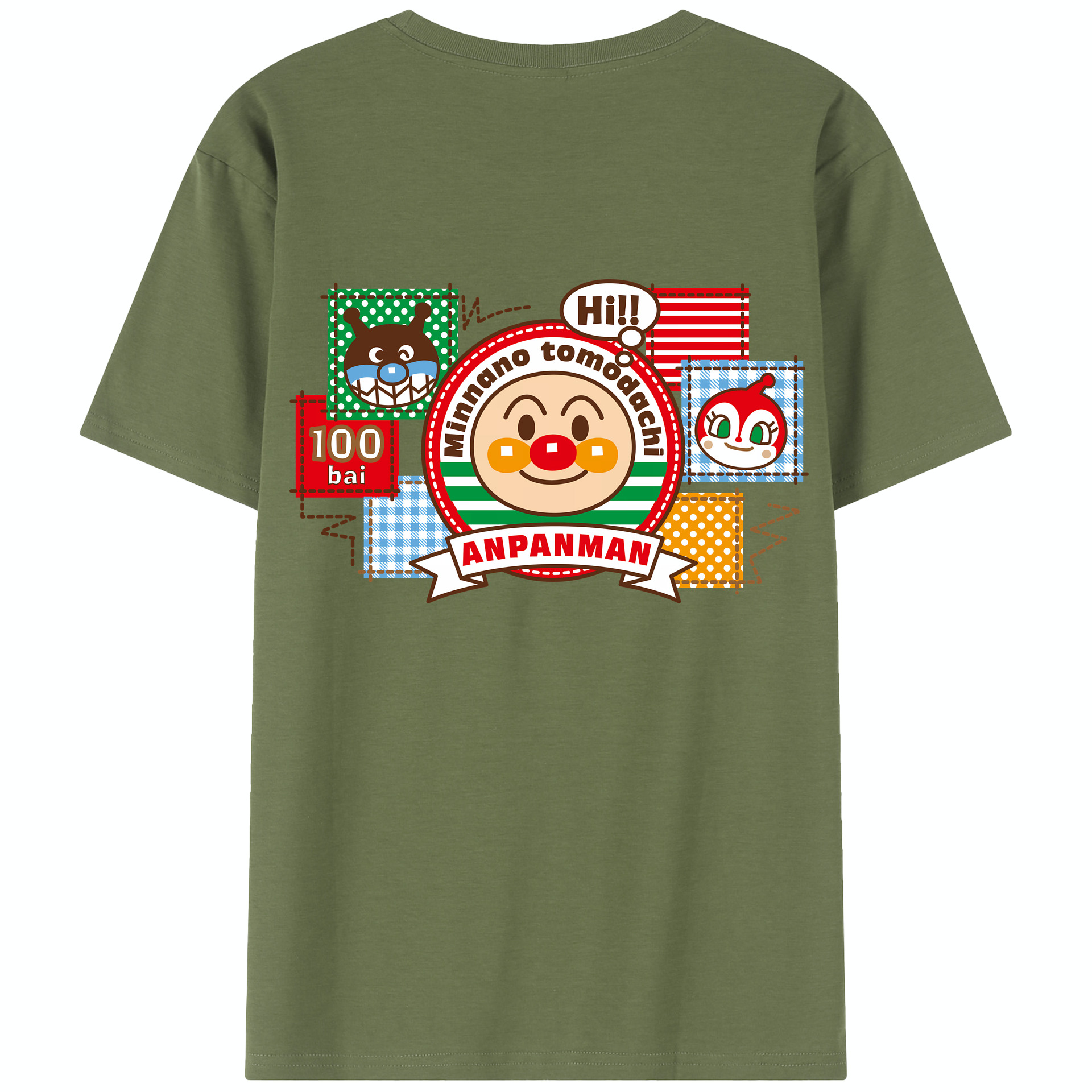 （画像用） アンパンマン Anpanman 綿100％半袖Tシャツ（背面プリント）